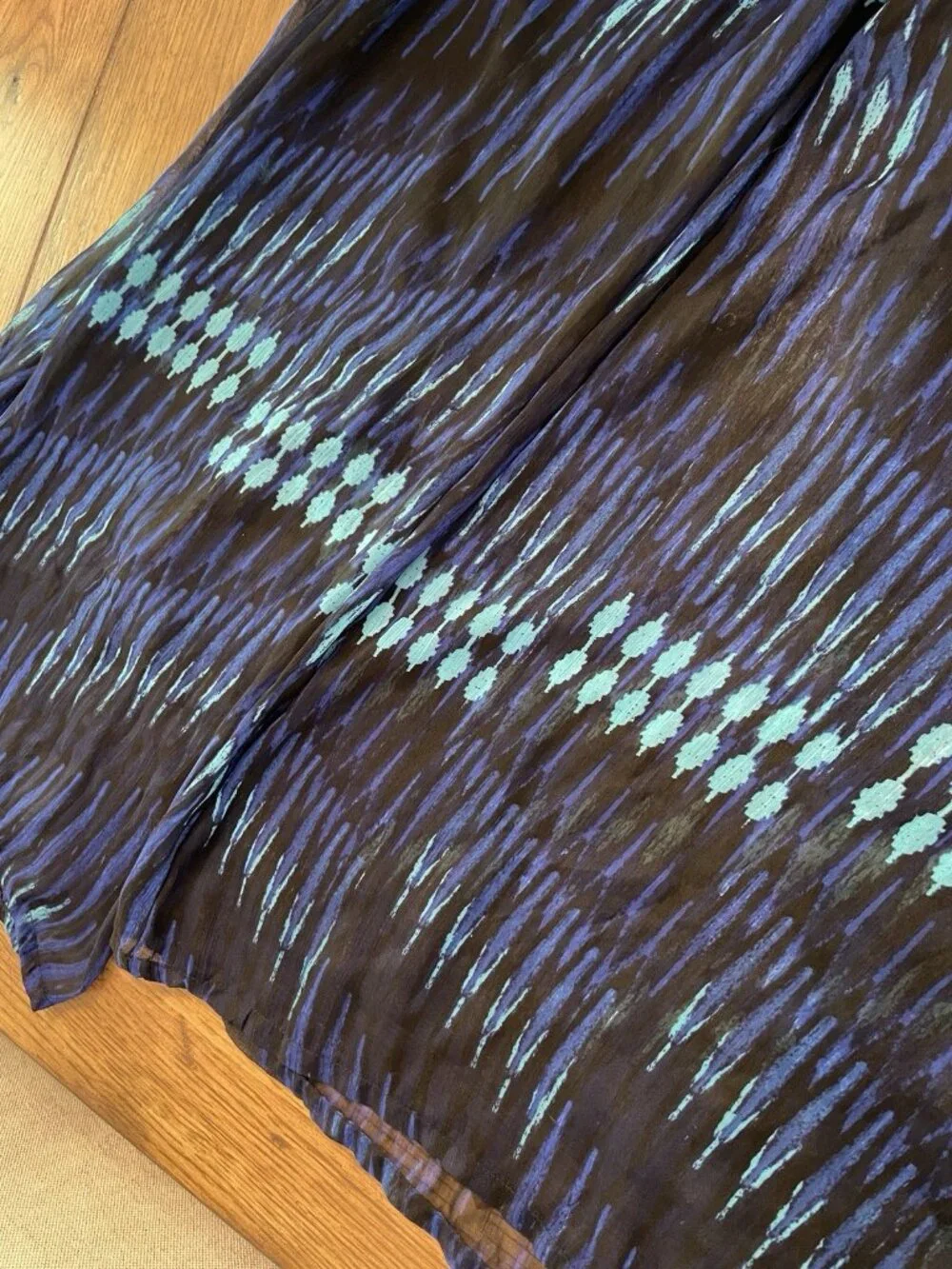 Sheer Cover-Up Pants Resortwear Flowy Wide Leg Pant Blue Beach Poolside Luxury M